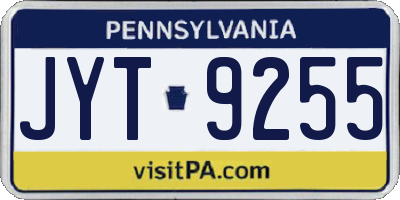 PA license plate JYT9255
