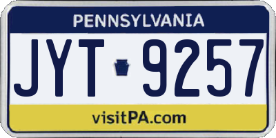 PA license plate JYT9257