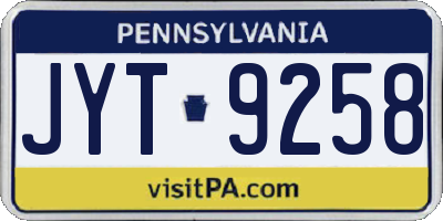 PA license plate JYT9258