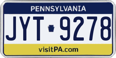 PA license plate JYT9278