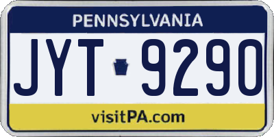 PA license plate JYT9290
