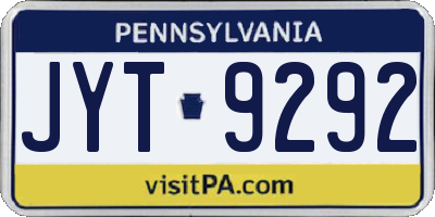 PA license plate JYT9292
