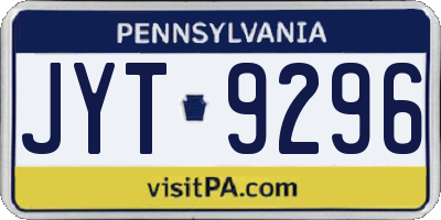PA license plate JYT9296