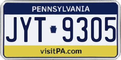 PA license plate JYT9305