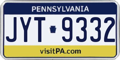 PA license plate JYT9332