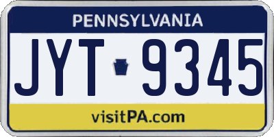 PA license plate JYT9345