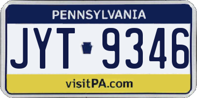 PA license plate JYT9346
