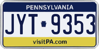 PA license plate JYT9353