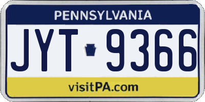 PA license plate JYT9366