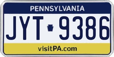 PA license plate JYT9386