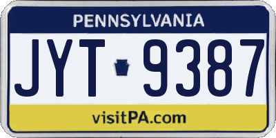 PA license plate JYT9387