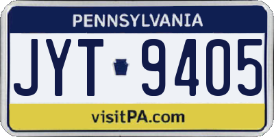 PA license plate JYT9405