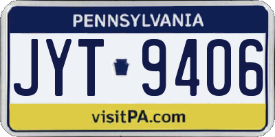 PA license plate JYT9406