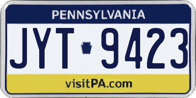 PA license plate JYT9423