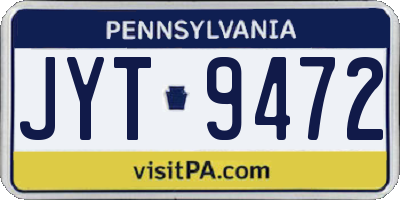 PA license plate JYT9472