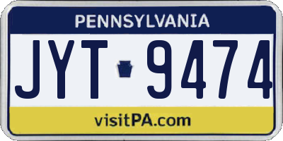 PA license plate JYT9474