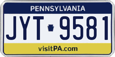 PA license plate JYT9581