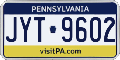 PA license plate JYT9602