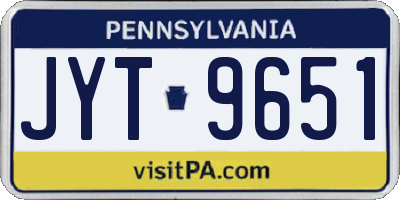 PA license plate JYT9651