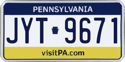 PA license plate JYT9671