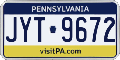 PA license plate JYT9672