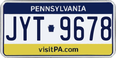 PA license plate JYT9678