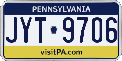 PA license plate JYT9706