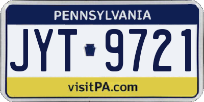 PA license plate JYT9721