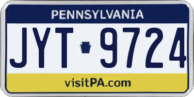 PA license plate JYT9724