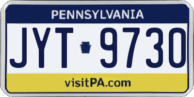 PA license plate JYT9730