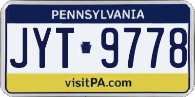 PA license plate JYT9778
