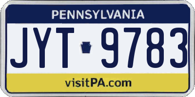 PA license plate JYT9783