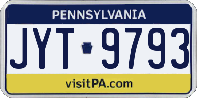 PA license plate JYT9793