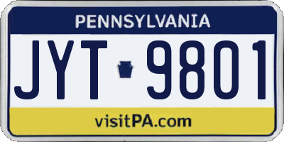PA license plate JYT9801