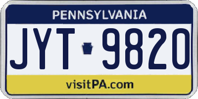 PA license plate JYT9820