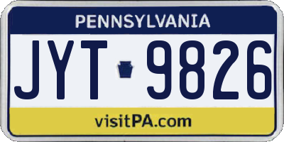 PA license plate JYT9826