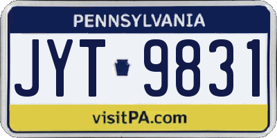 PA license plate JYT9831