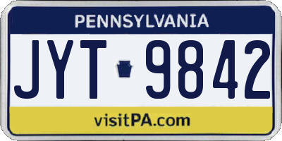 PA license plate JYT9842