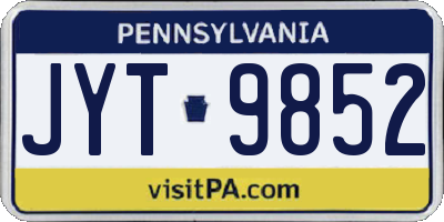 PA license plate JYT9852