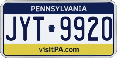 PA license plate JYT9920