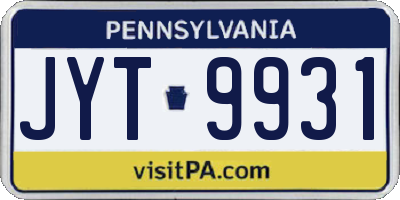 PA license plate JYT9931