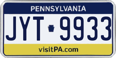 PA license plate JYT9933