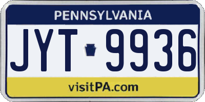 PA license plate JYT9936