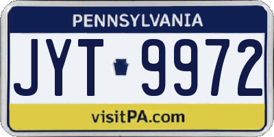 PA license plate JYT9972