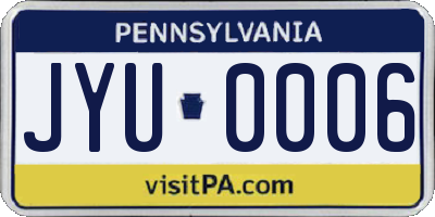 PA license plate JYU0006