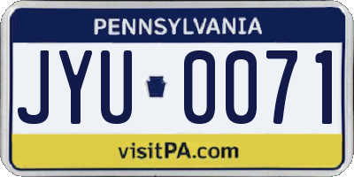 PA license plate JYU0071
