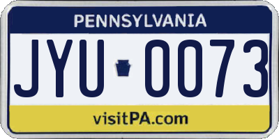 PA license plate JYU0073