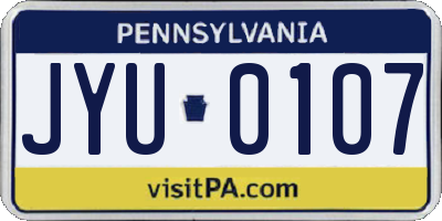 PA license plate JYU0107