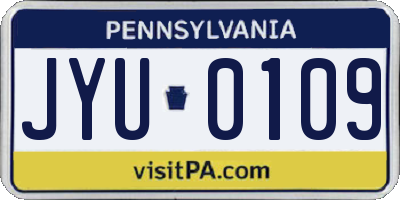 PA license plate JYU0109