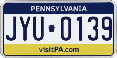 PA license plate JYU0139